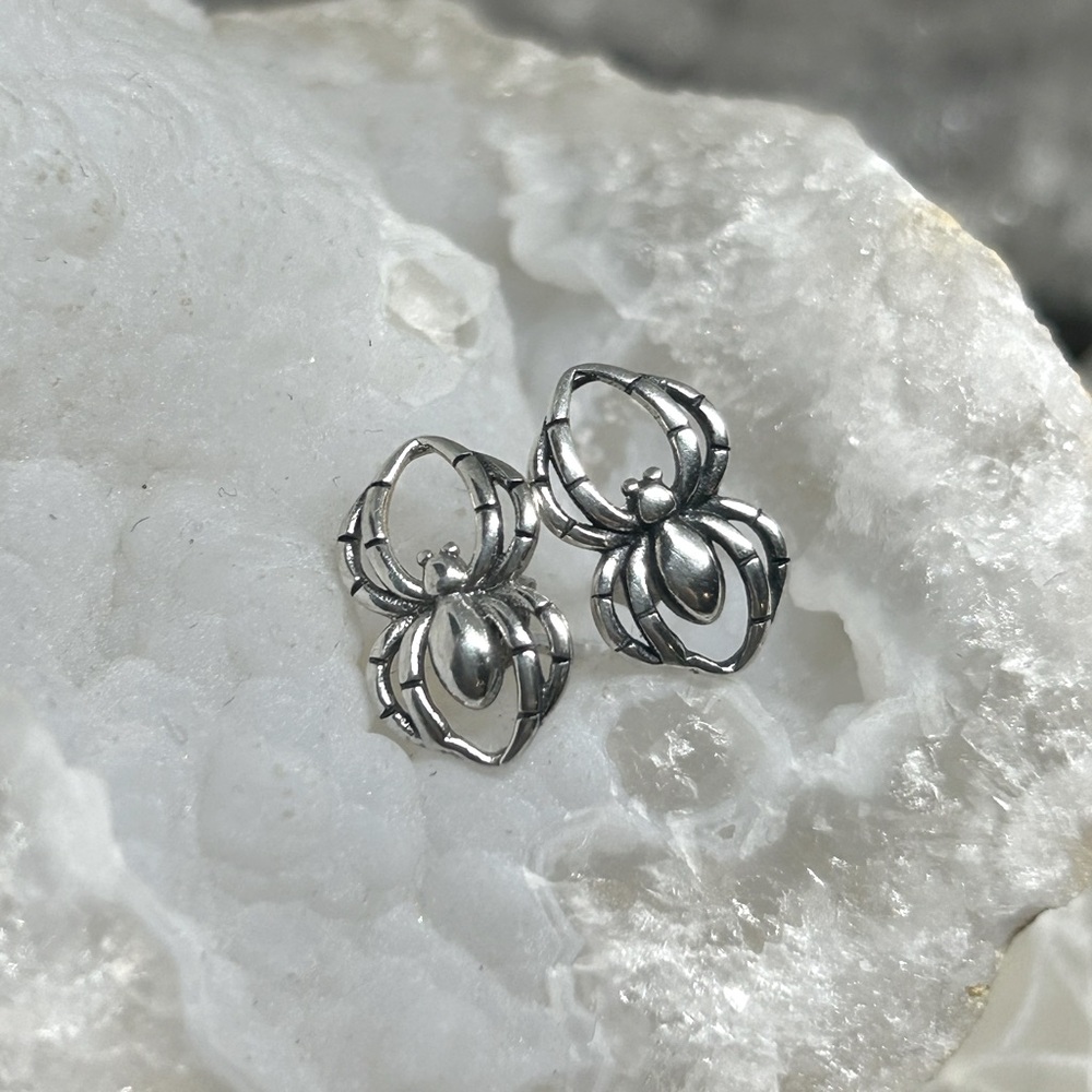 Sterling Silver Spider Stud Earrings